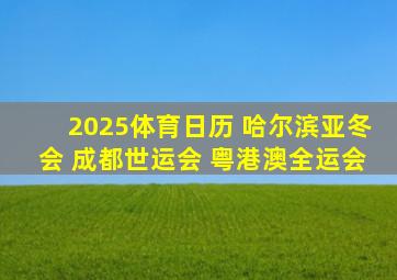 2025体育日历 哈尔滨亚冬会 成都世运会 粤港澳全运会